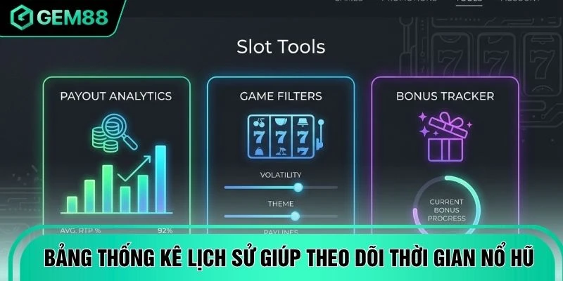 Bảng thống kê lịch sử giúp theo dõi thời gian nổ hũ