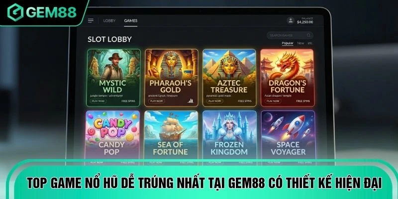 Top game nổ hũ dễ trúng nhất tại GEM88 có thiết kế hiện đại
